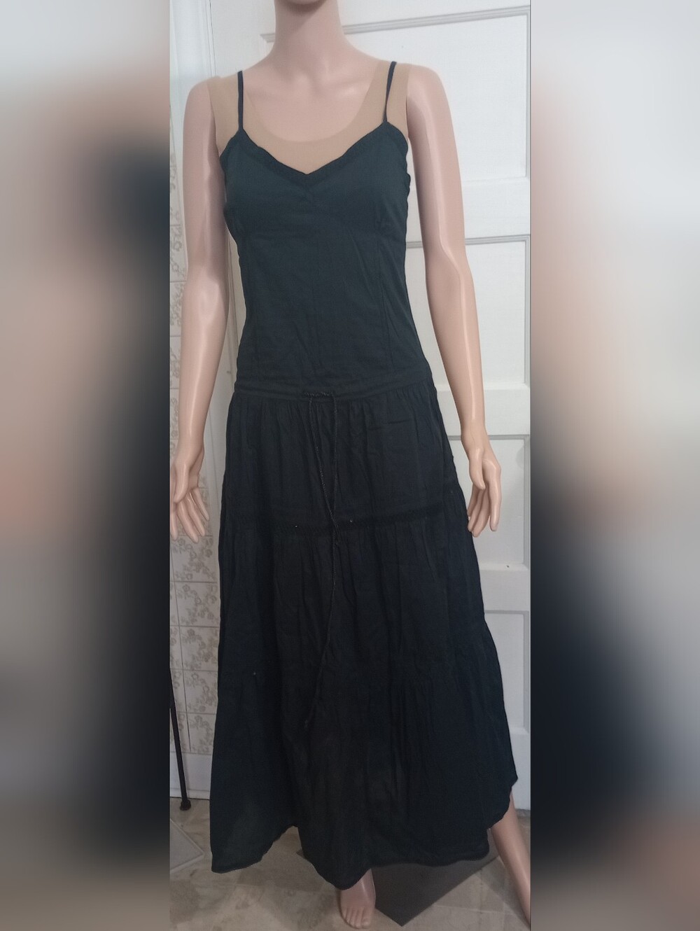 Classic Black Spaghetti-Strap Maxi Dress